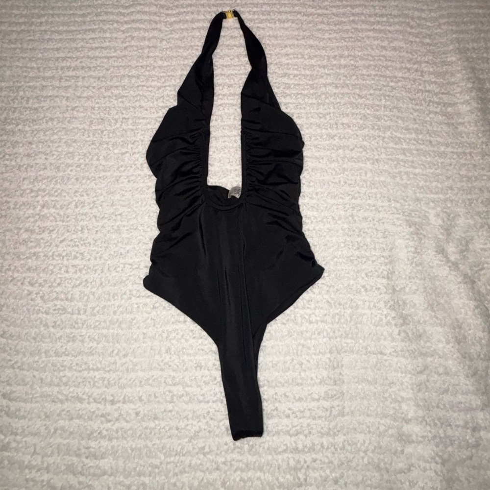 Oh Polly Elegant Black Satin Body suit size 0